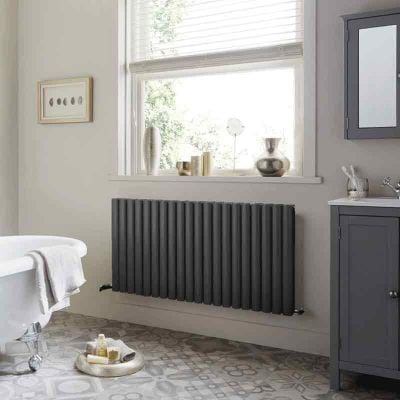 Towelrads Dorney Double Hot Water Radiator 600x592mm - Anthracite - 128180