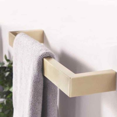 Towelrads Elcot Electric Square Closed Ended Towel Rail - Brushed Brass - 40x450mm - 488103 Lifestyle1