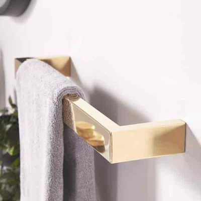 Towelrads Elcot Electric Square Closed Ended Towel Rail - Polished Brass - 40x450mm - 488104