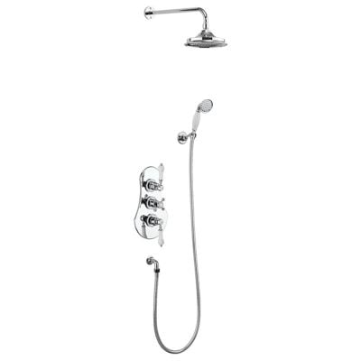 Burlington Severn Thermostatic Concealed Shower Valve Dual Outlet & Fixed Shower Arm - Chrome - VF3S