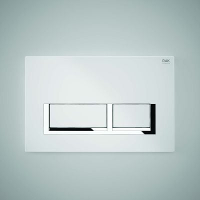 RAK Ceramics Ecofix Flush Plate With Polished Chrome Surrounding Rectangular Push Plates - White - FS04RAKWHRE8C