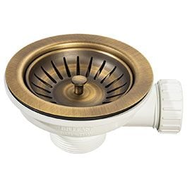 Abode 90mm Manual Basket Strainer Waste - Antique Brass - AX1136