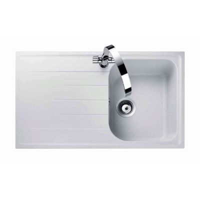 Rangemaster Amethyst 1 Bowl Igneous Granite Kitchen Sink - Crystal White - AME860CW/