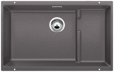 Blanco SUBLINE 700-U Level LH 1 Bowl Undermount Silgranit Kitchen Sink with Manual InFino Waste - Rock Grey - 523539