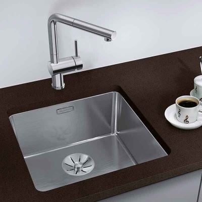 Blanco ANDANO 400-U 1 Bowl Undermount Stainless Steel Kitchen Sink with Manual InFino Drain System - Satin Polish - 522959