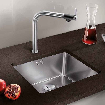 Blanco ANDANO 450-U 1 Bowl Undermount Stainless Steel Kitchen Sink with Manual InFino Drain System - Satin Polish - 522963