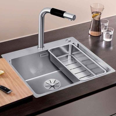 Blanco ANDANO 500-IF/A 1 Bowl Inset Stainless Steel Kitchen Sink with Remote Control InFino Drain System - Satin Polish - 525245 Lifestyle