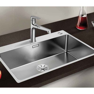 Blanco ANDANO 700-IF/A 1 Bowl Inset Stainless Steel Kitchen Sink with Remote Control InFino Drain System - Satin Polish - 525246