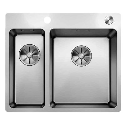Blanco ANDANO 340/180-IF/A 1.5 Bowl Stainless Steel Bowl Kitchen Sink with Remote Control InFino Drain System - Satin Polish - 525247