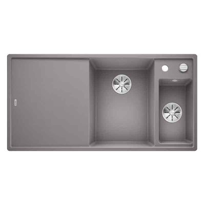 Blanco AXIA III 6 S 1.5 Bowl Inset Silgranit Kitchen Sink with Remote Control InFino Drain System - Alumetallic - 523474 - DISCONTINUED