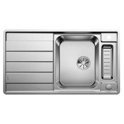 Blanco AXIS III 5 S-IF 1.5 Bowl Inset Stainless Steel Reversible Kitchen Sink with Remote Control InFino Drain System - Satin Polish - 522103