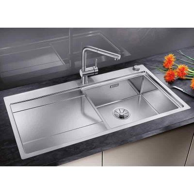 Blanco DIVON II 5 S-IF 1 Bowl Inset Stainless Steel Kitchen Sink with Remote Control InFino Drain System - Satin Polish - 521659