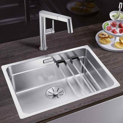 Blanco ETAGON 500-IF 1 Bowl Inset Stainless Steel Kitchen Sink with Manual InFino Waste - Satin Polish - 521840 Lifestyle