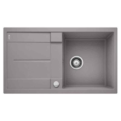 Blanco METRA 5 S 1 Bowl Inset Silgranit Reversible Kitchen Sink with Drain Remote Control - Alumetallic - 513036 - DISCONTINUED