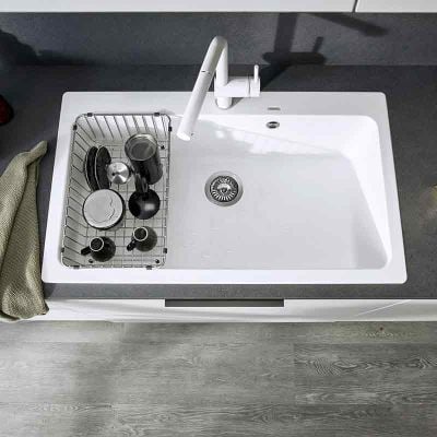 Blanco NAYA XL 9 1 Bowl Inset Silgranit Kitchen Sink - White - 521816