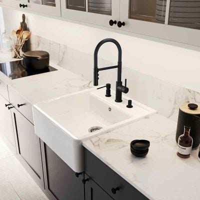 Blanco PANOR 60 1 Bowl Inset Ceramic Kitchen Sink - Chrystal White - 514486 Lifestyle 1