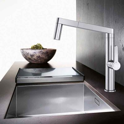 Blanco ZEROX 500-U 1 Bowl Undemrount Stainless Steel Kitchen Sink with Manual InFino Waste - Satin Polish - 521589