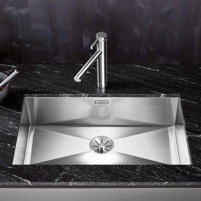 Blanco ZEROX 700-U 1 Bowl Undermount Stainless Steel Kitchen Sink with Manual InFino Waste - Satin Polish - 521593