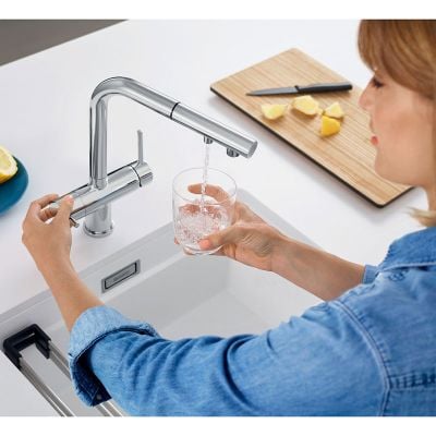 Blanco FONTAS-S II Filter Kitchen Mixer Tap with Pull-Out Hose - PVD Steel - 525199