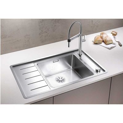 Blanco ANDANO XL 6 S-IF 1 Bowl Inset Stainless Steel Kitchen Sink with Remote Control InFino Drain System - Satin Polish - 523000