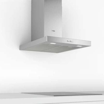 Bosch Series 2 DWB64BC50B 60cm Chimney Cooker Hood - Brushed Steel - Mounted Front View