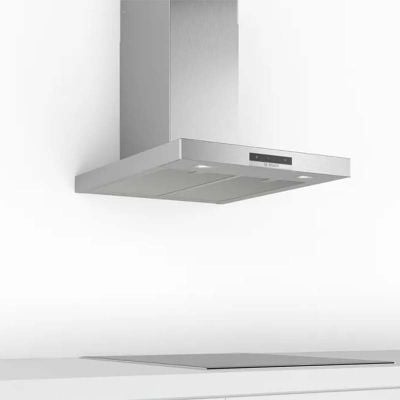Bosch Series 4 DWB66DM50B 60cm Chimney Cooker Hood - Brushed Steel - Mounted Front View