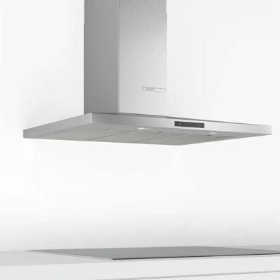 Bosch Series 4 DWQ96DM50B 90cm Chimney Cooker Hood - Brushed Steel - Mounted Front View