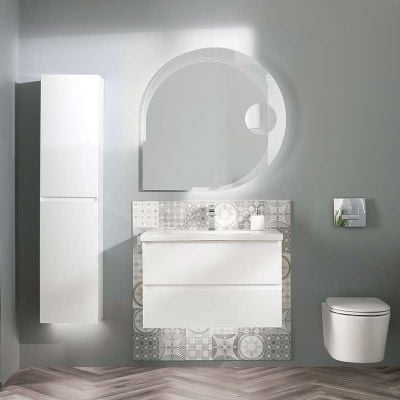 Calypso Brenta Tall Wall Vanity Unit - Pearly White - 4733