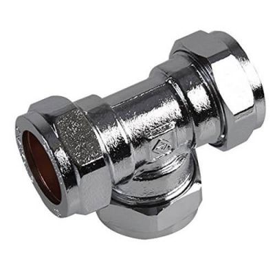 Chrome Plated Equal Tee Compression 22mm
