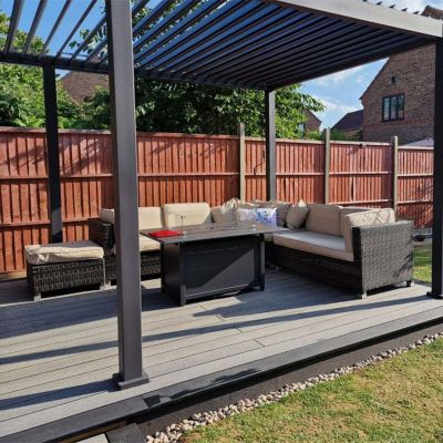 Cladco WPC Woodgrain Reversible 2.4m Hollow Composite Decking Board 150 x 25mm - Stone Grey - WPCHRS24
