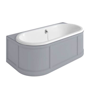 Burlington London 1800 x 950mm Freestanding Bath With Back To Wall Surround - Grey - E23G - DISCONTINUED