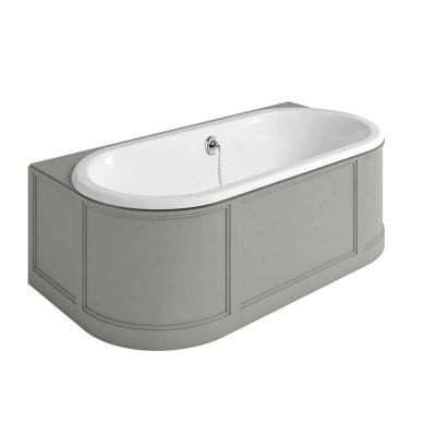 Burlington London 1800 x 950mm Freestanding Bath With Back To Wall Surround - Olive - E23O