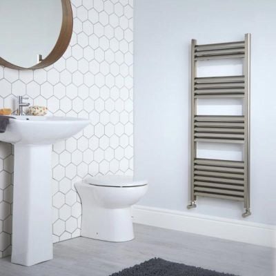 Towelrads Eton Straight Heated Towel Rail - Brushed Aluminium - 1200x500mm - 136058