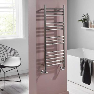 Towelrads Eversley Straight Heated Towel Rail 1200x500mm - Polished Stainless Steel - 136032
