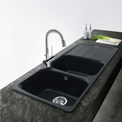 Franke Antea 2 Bowl Inset Kitchen Sink AZG 621-116 - Onyx - 114.0532.318