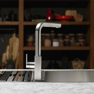 Franke Mythos Single Lever Pull Out Kitchen Tap - Stainless Steel - 115.0689.097