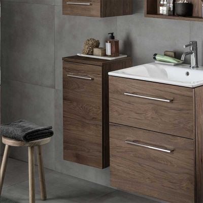 Geberit Selnova Square 1 Door Side Cabinet 330mm - Dark Hickory - 501.274.00.1