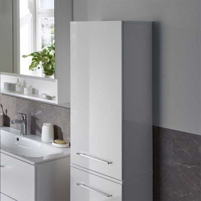 Geberit Selnova Square 1 Door Tall Bathroom Cabinet 330mm - White - 501.276.00.1