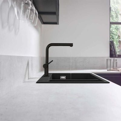 hansgrohe Talis M54 Pull Out Kitchen Tap 1 Spray Mode Black Chrome 72808340