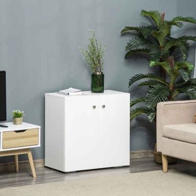 Homcom Sideboard Storage Unit With Two Shelves - White - 838-140WT