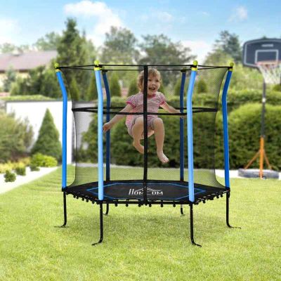 Homcom 5.2ft Kids Trampoline With Enclosure Net For 3 - 10 Years - Blue - 342-007V01BU Main Image