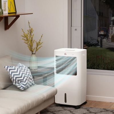 HOMCOM Mobile Air Cooler Fan with 15L Water Tank - White - 824-066V70CW