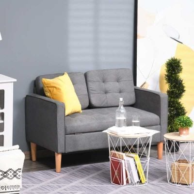 HOMCOM 2 Seater Sofa with Hidden Storage - Grey - 839-032V71GY