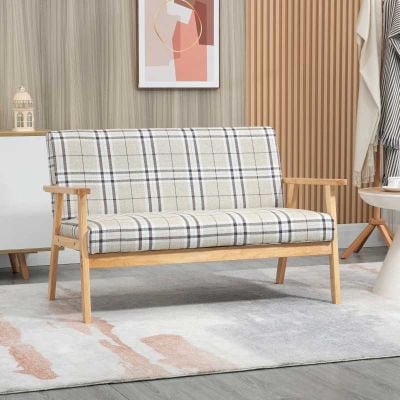 HOMCOM 2 Seater Sofa with Lattice Pattern - Beige - 839-482V70BG