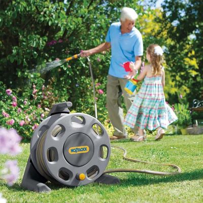 Hozelock 2412 30m Freestanding Hose Reel & Hose - 25 Metres of 12.5mm - 2412P0275