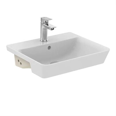 Ideal Standard Connect Air 500mm Semi-Recessed Basin With Overflow - White - E030801