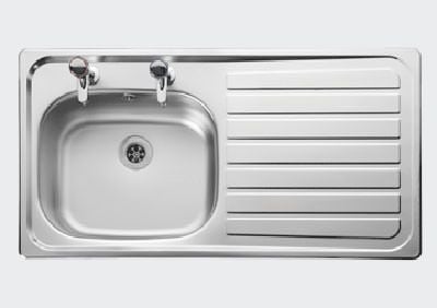 Leisure Lexin 1.0 Shallow Bowl Kitchen Sink Right Hand Drainer - Stainless Steel LE95RSB/