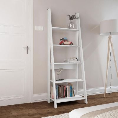 LPD Home Tiva Ladder Bookcase Shelving Unit - White - TIVAWHIBOOK