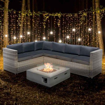 Oseasons® Acorn Rattan 6 Seat Corner Sofa Set with GRC Firepit - Dove Grey - 106896 Main Image