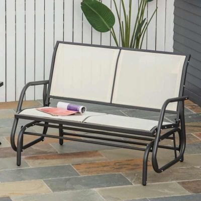 Outsunny 2-Seat Glider Garden Bench - Beige - 84A-076CW